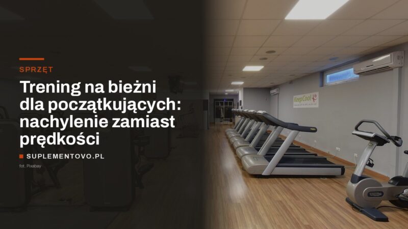Rząd bieżni treningowych w siłowni, obok rower stacjonarny